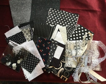 Black and white slow stitch kit