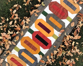 Patrón de colcha de paseo de calabaza y patrón de camino de mesa de otoño de temporada de calabaza