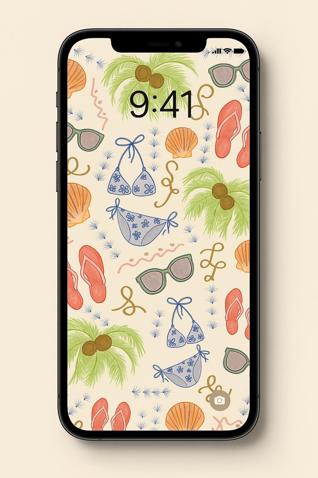 Beach Vibes Digital Pattern | Summer Seamless Background | Bikini, Flip ...