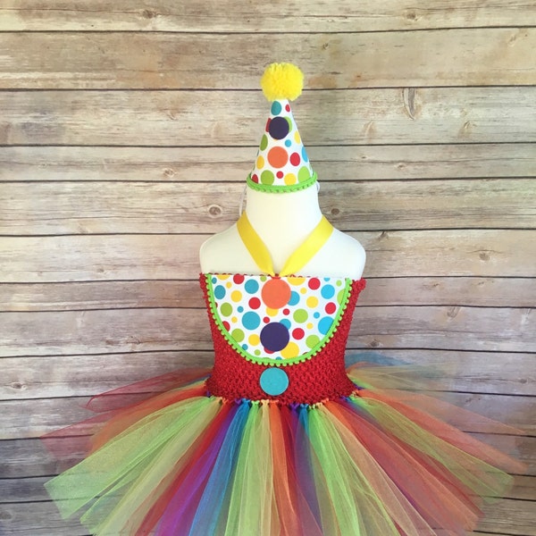 Clown costume - clown tutu - halloween costume - girls dress up - circus party dress - clown outfit - rainbow tutu - girls clown costume