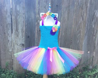 Traje de unicornio arco iris - tutú de unicornio - vestido de tutú de unicornio brillante - regalos para niñas - vestido de unicornio - tutú de arco iris rosa - tutú de unicornio