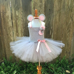 Mouse tutu dress - mouse costume -  halloween costume - gray and pink mouse dress - mouse birthday dress  - gray tutu -mouse costume