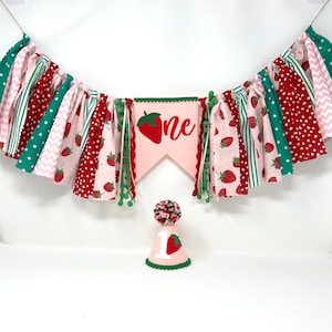 Strawberry 1st birthday high chair banner - strawberry one banner - berry 1st birthday strawberry banner -girls first birthday - one banner