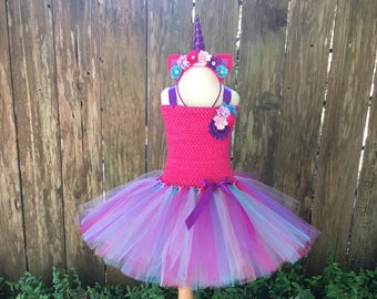 Déguisement de licorne - tutu de licorne - déguisement d'Halloween pour fille - cadeaux pour les filles - robe de licorne - tutu rose et violet - robe tutu de licorne