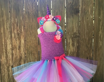Girls unicorn costume - halloween costume - unicorn tutu dress  - tutu costume - unicorn dress - pink and purple - unicorn tutu