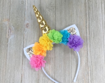 Pastel unicorn headband - rainbow unicorn headband - gold unicorn - baby unicorn headband - unicorn elastic headband- pastel headband