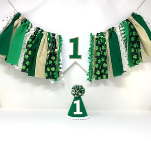 Lucky one first birthday - high chair banner - st pattys day banner - 1st birthday hat -first birthday hat - lucky one