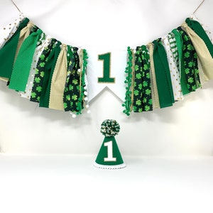 Lucky one första födelsedag - barnstolsbanderoll - St. Patricks dag-banderoll - 1-årsdagshatt - första födelsedagshatt - Lucky one