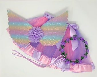 Pastel fairy costume - girls fairy costume - tutu costume - girls dress up - pink and purple tutu - fairy wings - costumes for girls