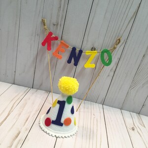 Första födelsedagshatt, banderoll, tårtdekoration - pojkars 1-årsdagsfesthatt - första födelsedagshatt - pojkars barnstolsbanderoll - mini födelsedagshatt bild 10