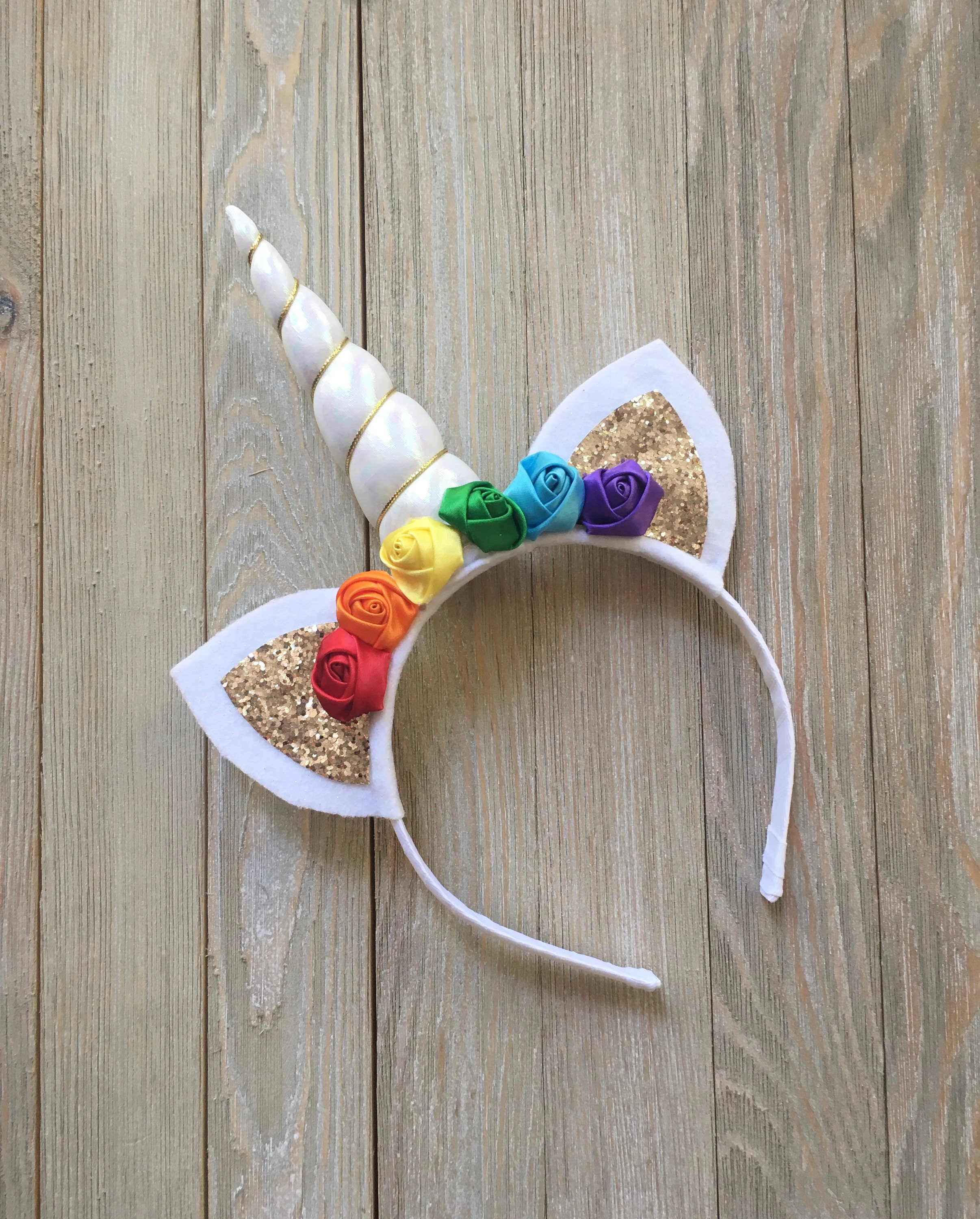 Rainbow Unicorn Headband Unicorn Horn Unicorn Birthday Etsy