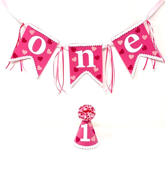 Banner and Hat Girls 1st Birthday Hat 