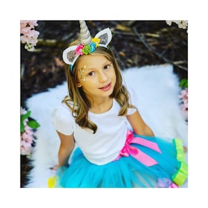 ユニコーンコスチューム - 女の子用ハロウィンコスチューム - ターコイズユニコーンコスチューム - 女の子用ハロウィンコスチューム - ユニコーンヘッドバンド - ユニコーンバースデー