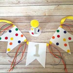 First birthday hat 1st birthday party hat 1st birthday hat boys birthday hat mini birthday hat birthday banner polka dot hat image 4