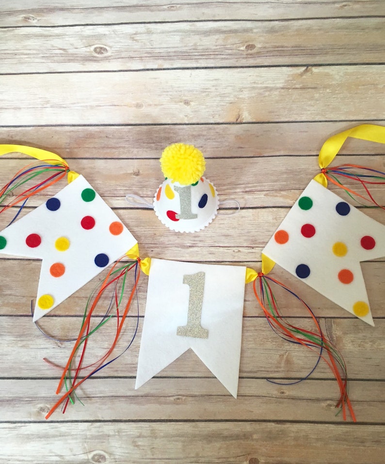 First birthday hat 1st birthday party hat 1st birthday hat boys birthday hat mini birthday hat birthday banner polka dot hat image 4