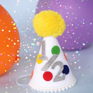 First birthday hat 1st birthday party hat 1st birthday hat boys birthday hat mini birthday hat birthday banner polka dot hat image 2