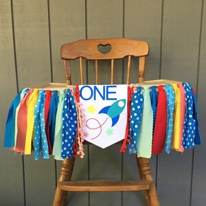 Out of this world high chair banner - boys rocket ship banner - space - first birthday high chair banner - boys first birthday