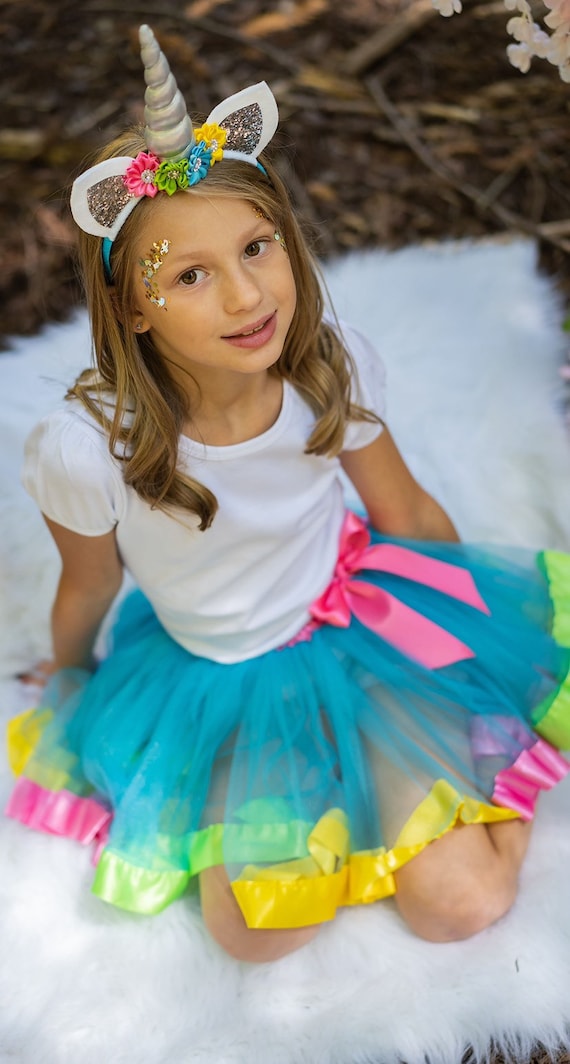 Disfraz De Unicornio Niña Diadema y Ala Arcoiris Disfraces Para Niñas  Halloween