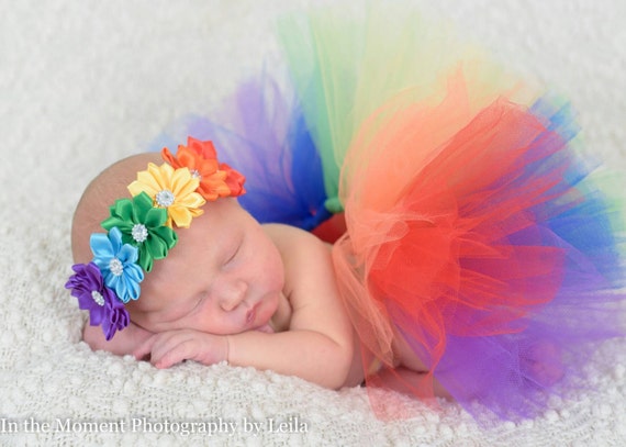 Pastel Rainbow Shabby Headband, Rainbow Baby Head Band, Mini Flower Girls  Hair Bow, Newborn Infant Girl Headband, Baby Shower Gift, Birthday 