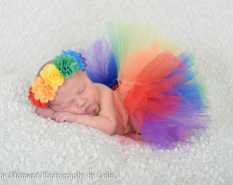 Rainbow tutu - rainbow baby headband - rainbow baby tutu - infant loss - rainbow headband- photo props - rainbow hair band - baby headband