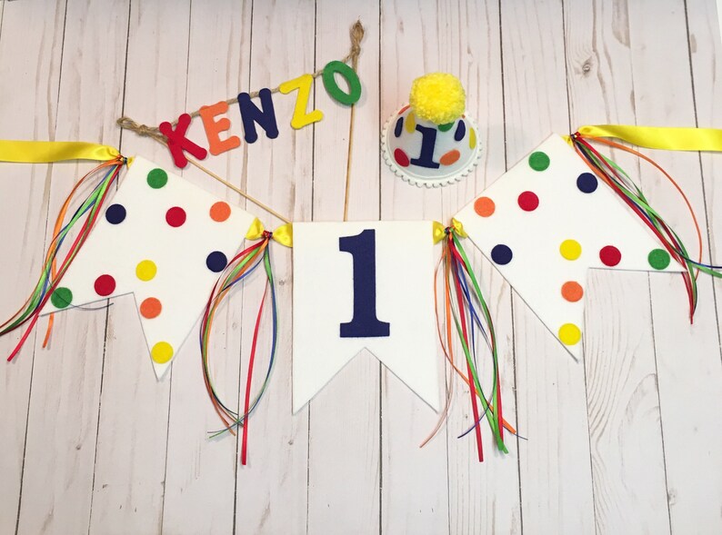 Första födelsedagshatt, banderoll, tårtdekoration - pojkars 1-årsdagsfesthatt - första födelsedagshatt - pojkars barnstolsbanderoll - mini födelsedagshatt bild 9