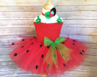Strawberry costume - strawberry tutu - halloween costume - strawberry dress - girls party dress- gifts for girls - tutu dress - dress up