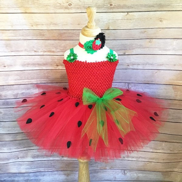 Strawberry costume - strawberry tutu - halloween costume - strawberry dress - girls party dress- gifts for girls - tutu dress - dress up