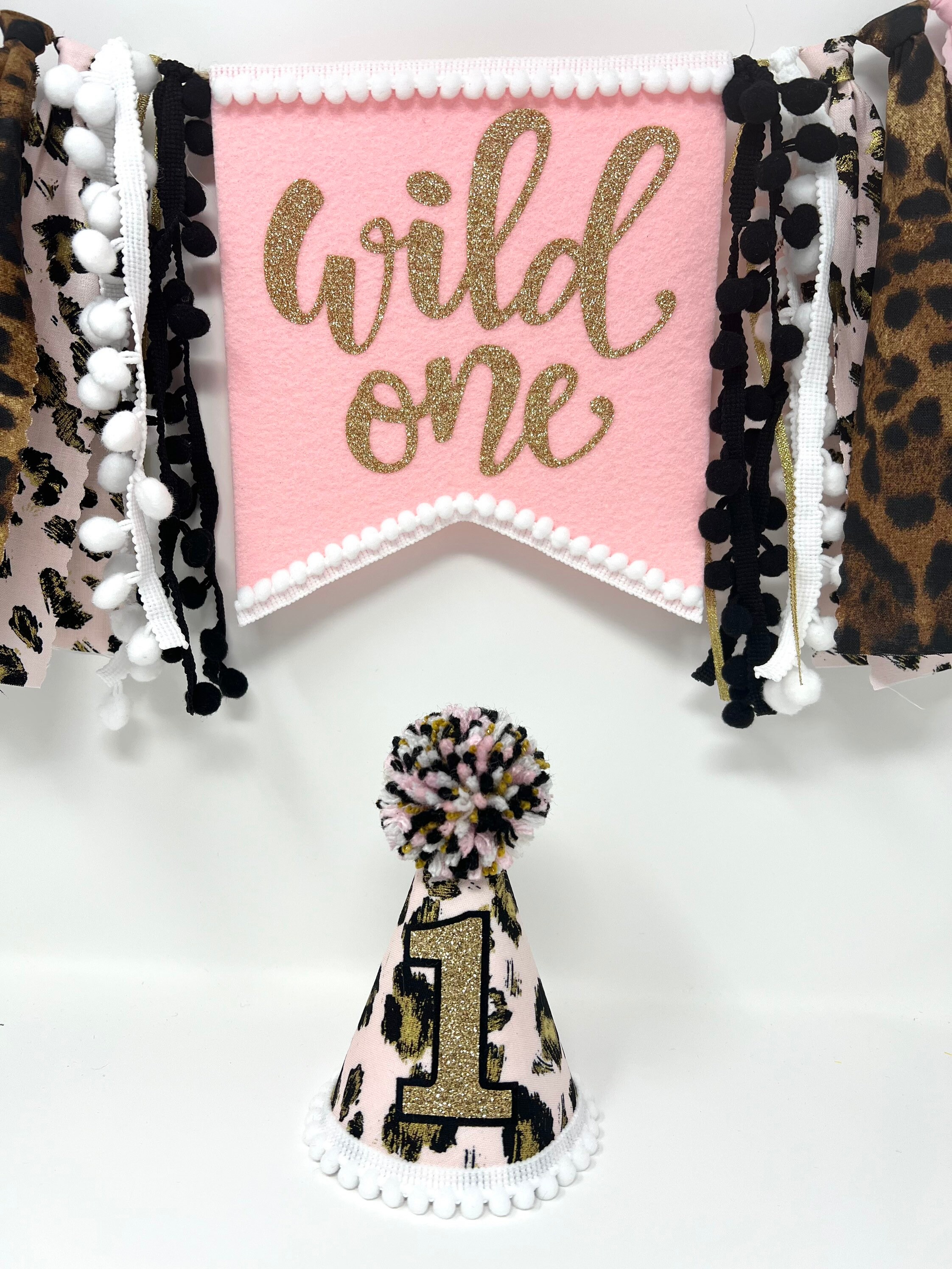 "Wild One" Safari Hochstuhl-Banner Zum 1. Geburtstag - Mit Krone, Dschungel-Motiv