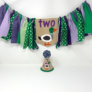 Duck high chair banner for girl- mallard birthday banner - one lucky duck theme - mallard duck - girls first birthday high chair banner