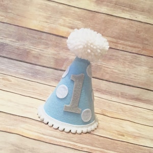 Boys birthday hat - 1/2 birthday party hat - 1st birthday hat - first birthday hat - mini birthday hat - small birthday hat - blue party hat