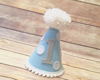 Gorro de cumpleaños para niños - Gorro de fiesta de 1/2 cumpleaños - Gorro de 1er cumpleaños - Gorro de primer cumpleaños - Gorro de cumpleaños pequeño - Gorro de fiesta azul