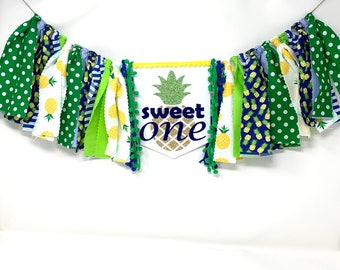 Boys pineapple high chair banner - first birthday high chair banner - sweet one banner - fruit birthday banner -boys sweet high chair banner