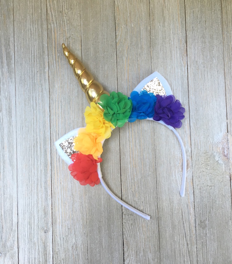 Pastel Unicorn Headband Rainbow Unicorn Headband Gold Etsy
