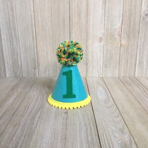 Boys first birthday hat - turquoise party hat - 1st birthday hat - first birthday hat - mini birthday hat - boys birthday hat -half 1/2