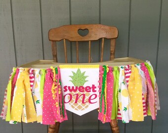 Sweet one Pineapple high chair banner - one banner - 1st birthday party hat - first birthday hat -  girls first birthday banner - one