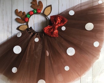Traje de reno traje de ciervo para ni as tut de ciervo marr n traje de Navidad traje de tut recital de Navidad regalos para ni as