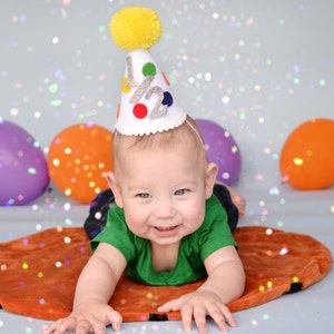 First birthday hat 1st birthday party hat 1st birthday hat boys birthday hat mini birthday hat birthday banner polka dot hat image 3