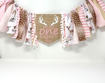 Miss one-deer-ful high chair banner - girls 1st birthday - oh deer theme - first birthday deer banner -high chair banner -girls first hat