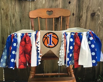 Boys basketball high chair banner - first birthday high chair banner - one banner - basketball birthday banner - burlap banner