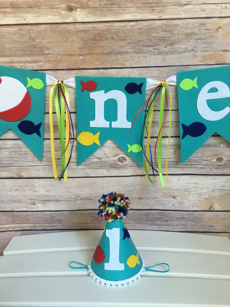 Fishing theme 1st birthday hat first birthday party hat boys birthday hat boys hat and banner mini birthday hat gone fishing image 7