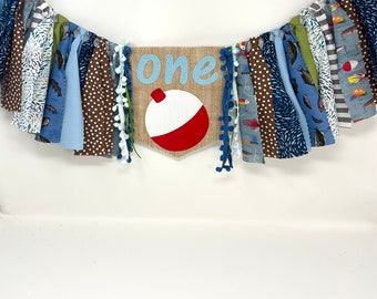 Fishing high chair banner - fishing birthday banner - boys 1st birthday party hat - fish theme - o fish ally one -first birthday hat -bobber