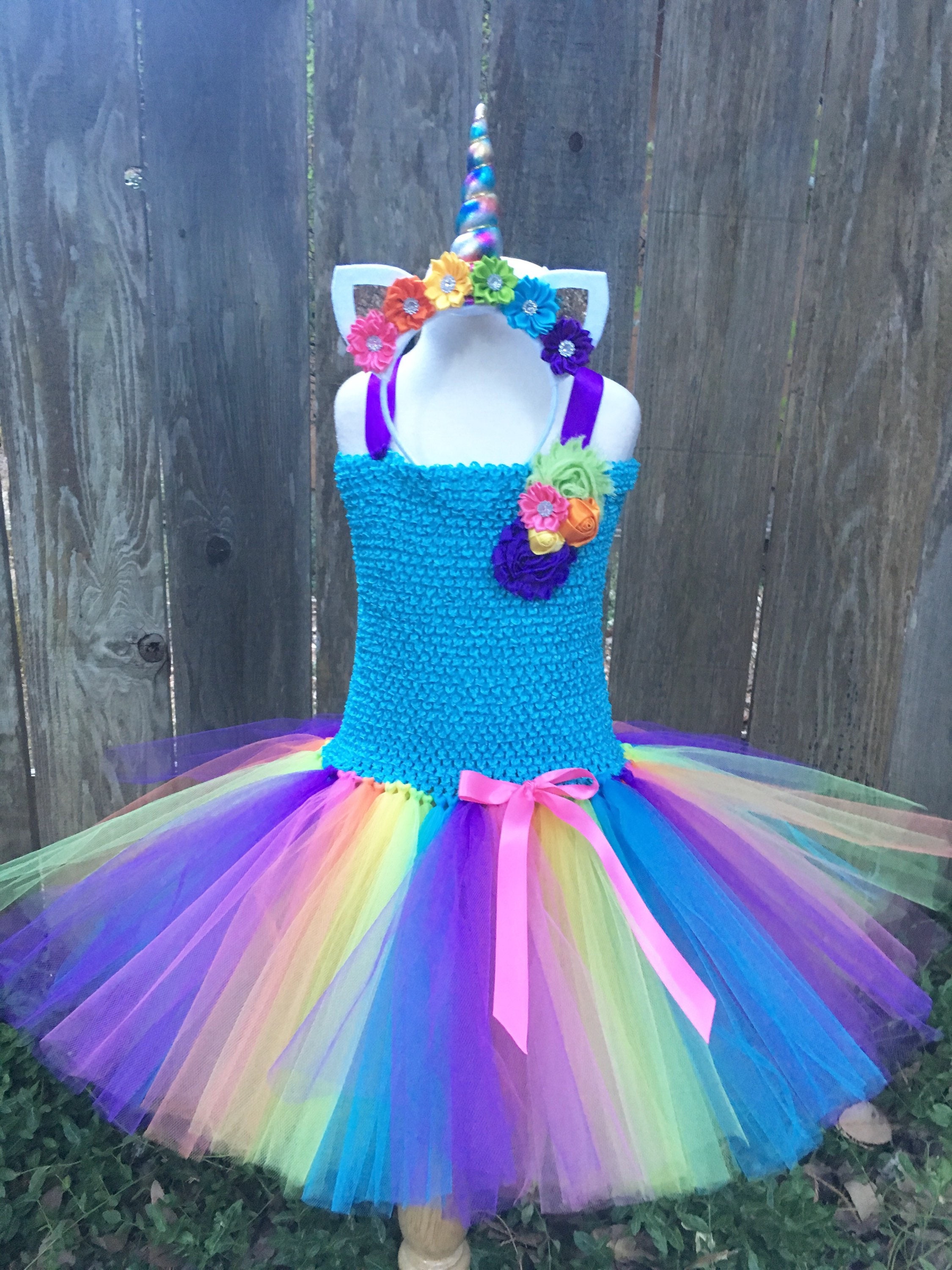 Rainbow Unicorn Costume Unicorn Tutu Bright Unicorn Tutu Dress 
