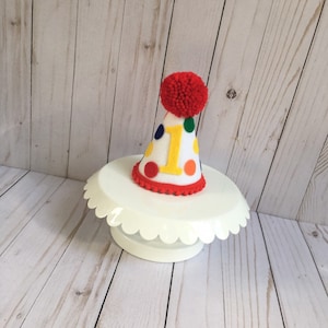 Boys first birthday hat - 1st birthday party hat - half birthday hat - boys 1/2 birthday hat - polka dot birthday hat - primary colors