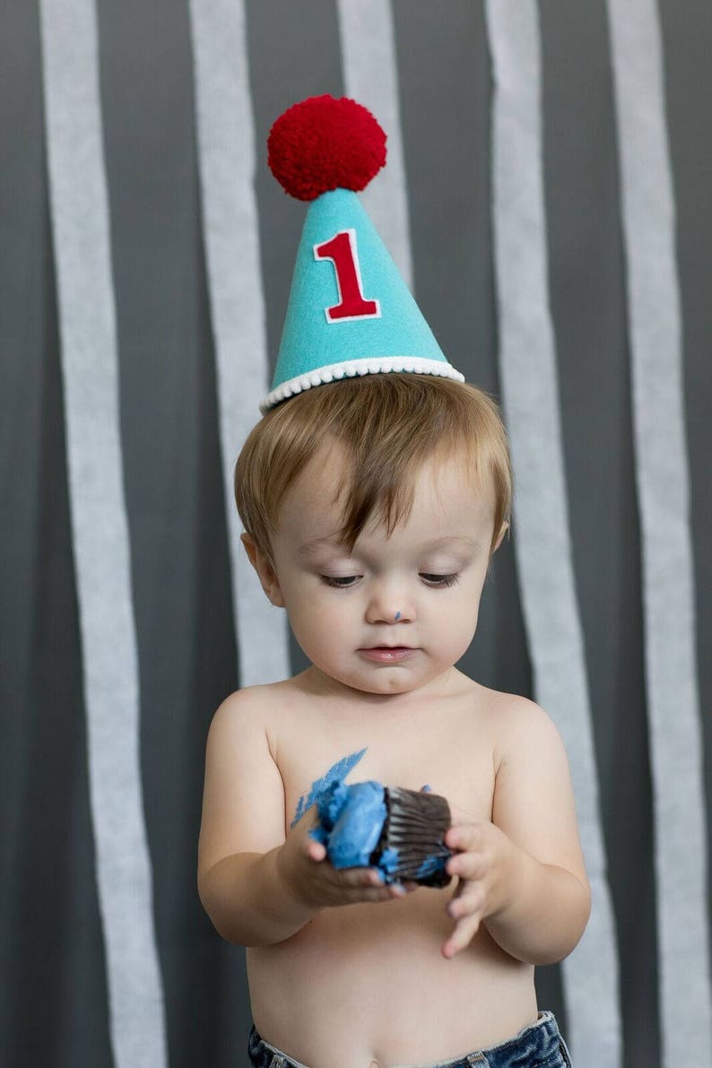 Boys Birthday Hat Aqua Birthday Hat 1st Birthday Hat Red Etsy