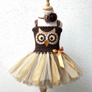 Brown owl costume - owl dress - halloween costume - owl birthday dress - owl tutu - girls owl dress - brown owl tutu - owl tutu dress