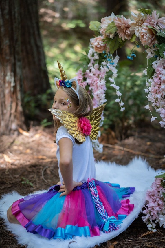 Déguisement licorne pégase déguisement d'halloween pour filles déguisement  de licorne dorée déguisement d'halloween fille bandeau de licorne tutu de  licorne ailes -  France