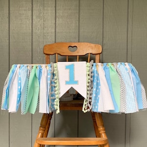 Boys high chair banner - first birthday banner - boys blue and mint one banner - 1st birthday - boys high chair banner - blue mint silver