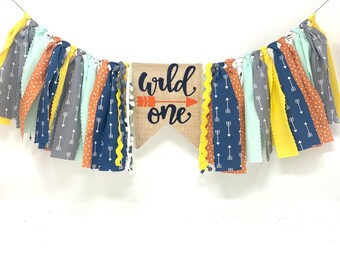 Boys wild one birthday high chair banner - boys 1st birthday party banner - wild one high chair banner -boys high chair banner -arrow banner