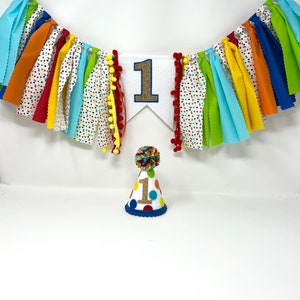 Boys high chair banner - confetti high chair banner - fiesta banner - circus birthday banner - boys high chair banner - blue red