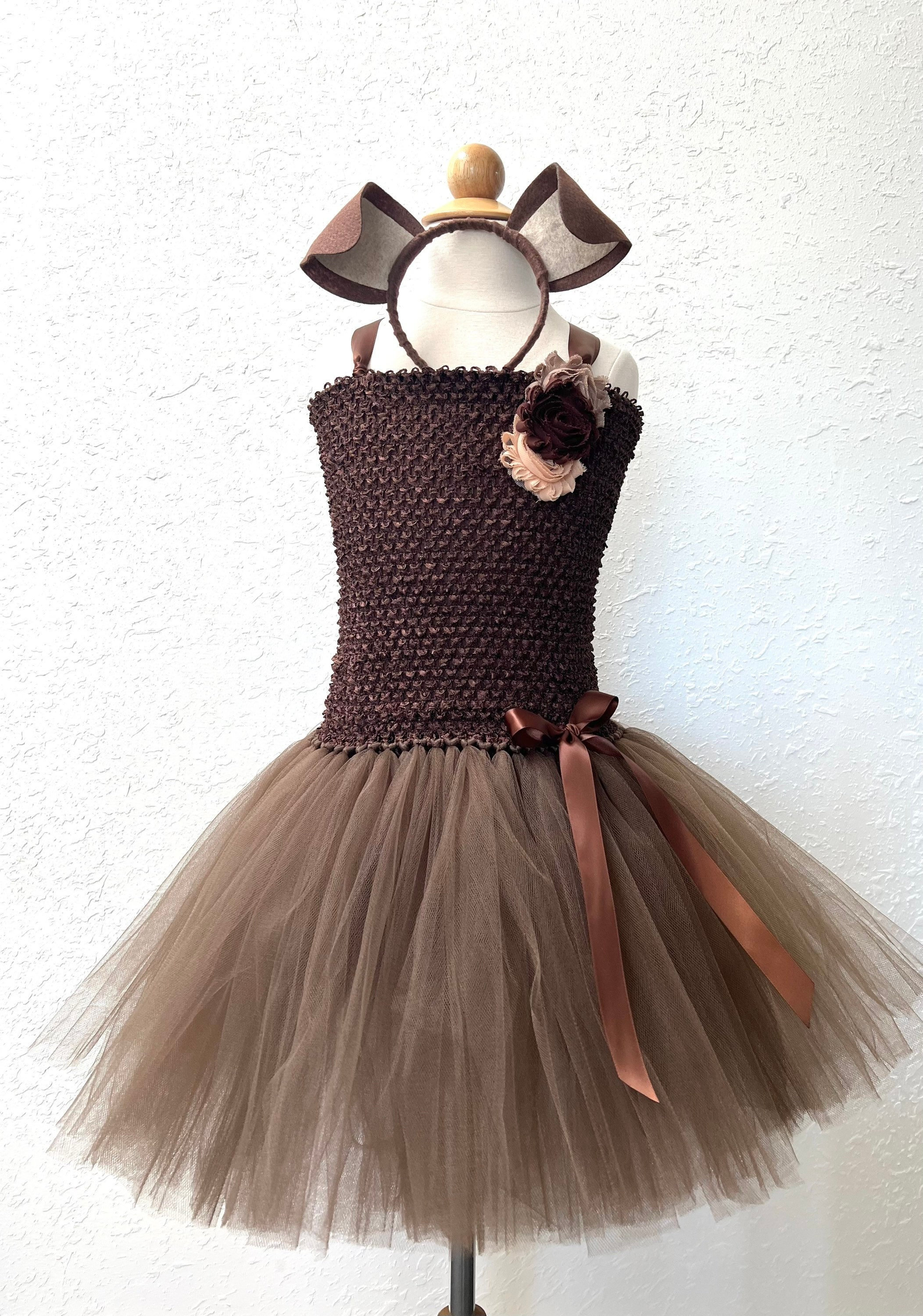 open lace back dress Charlotte Premium Girls Dress - Chocolate Brown
